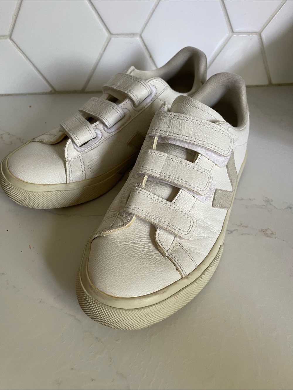 Veja Off-White Velcro Sneakers